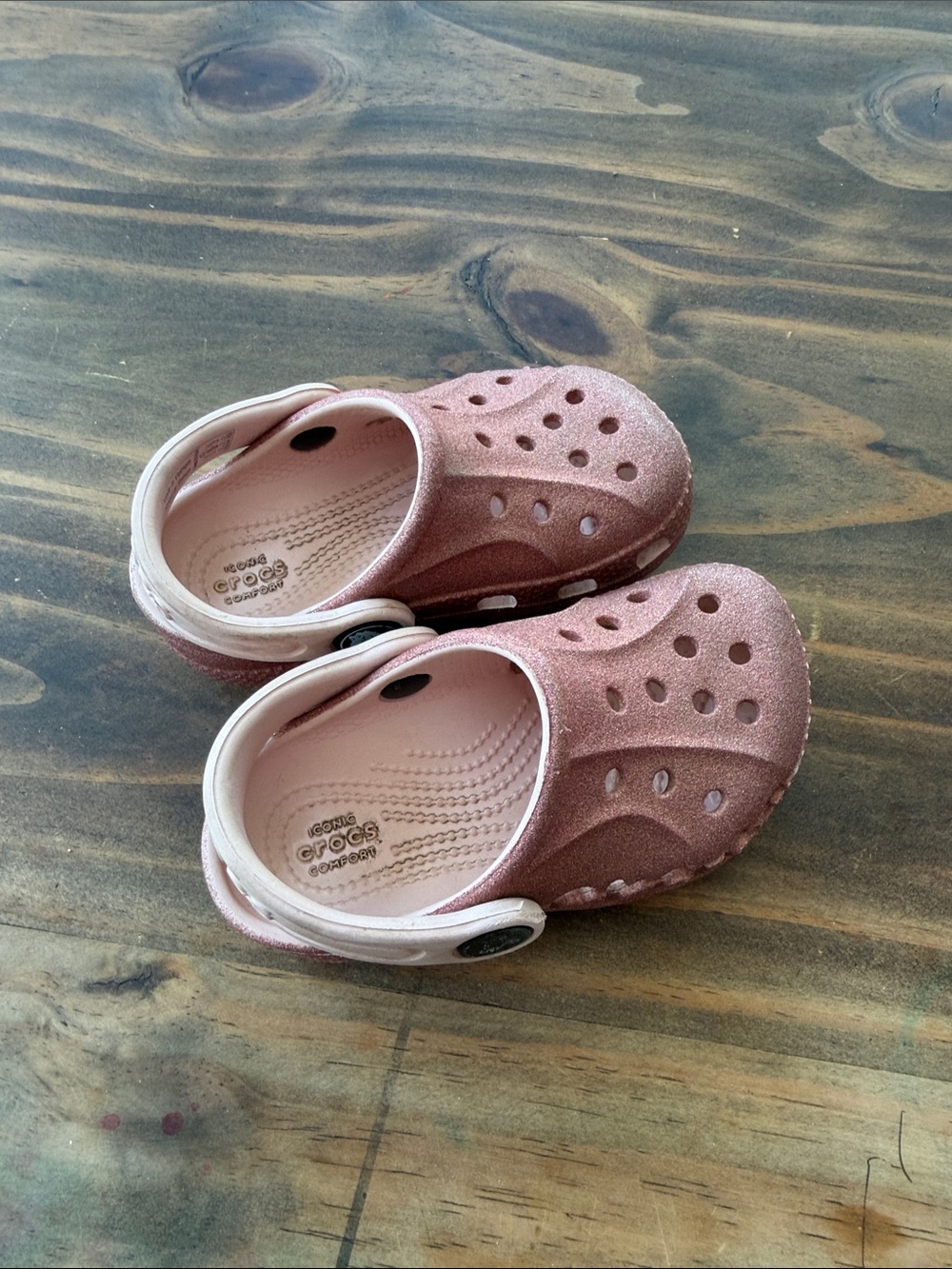 CROCS Kids' Glitter Clog in Rose Pink